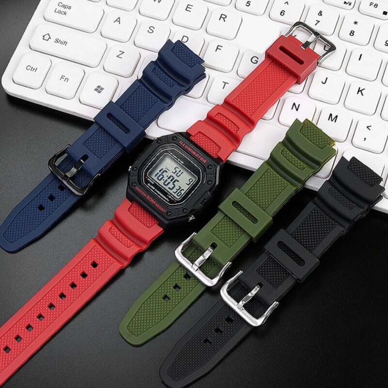 Yifilm สายนาฬิกาข้อมือ ยางซิลิโคนเรซิ่น 18 มม. สําหรับ Casio Watch W-218H 216H W-219 \W-800H 735H W-215 F-108 AE1200 AE-1300 AE-1000W AQ-S810W