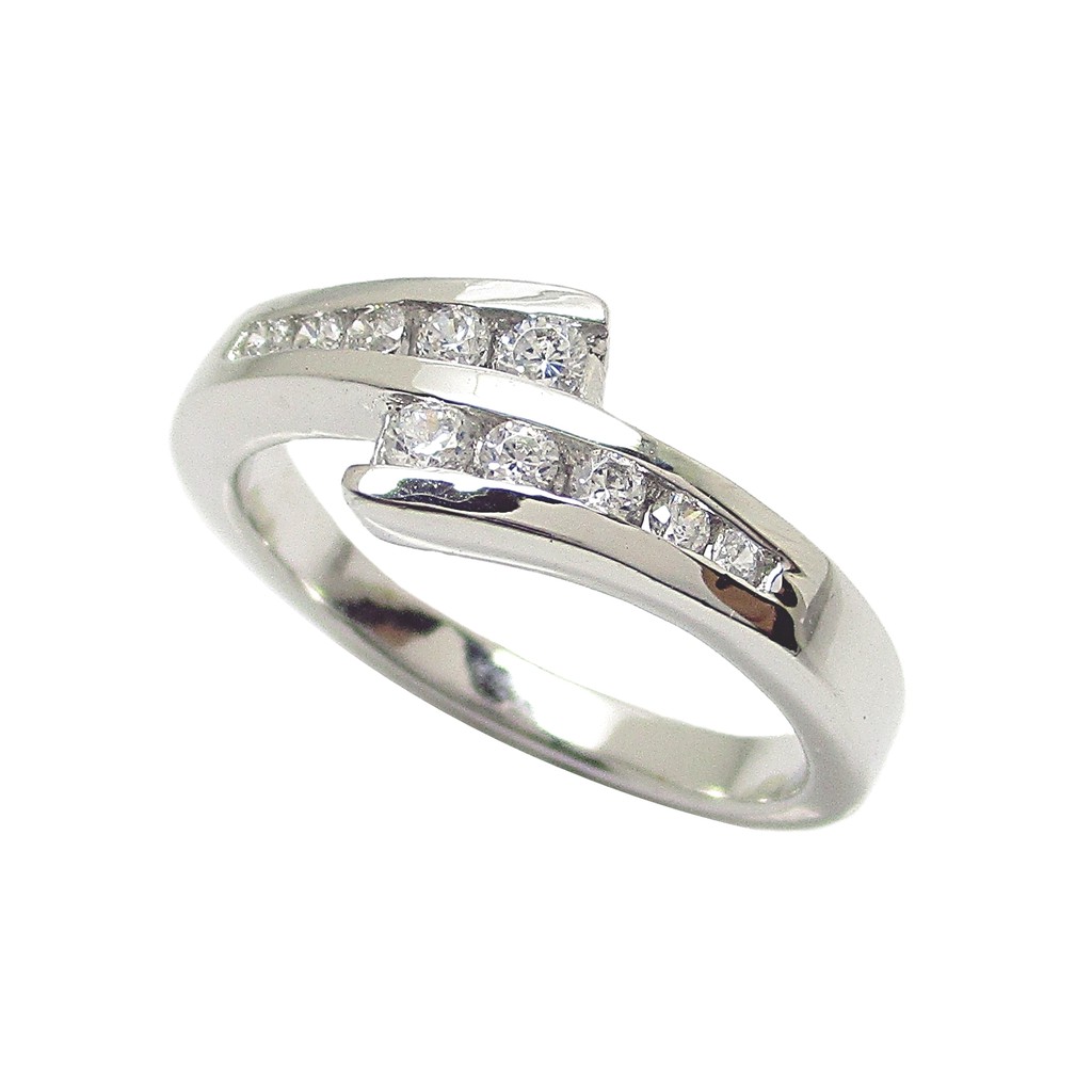แหวนแถว แหวนผู้หญิงมินิมอล ประดับเพชร เพชร cz แหวน ชุบทองคำขาว