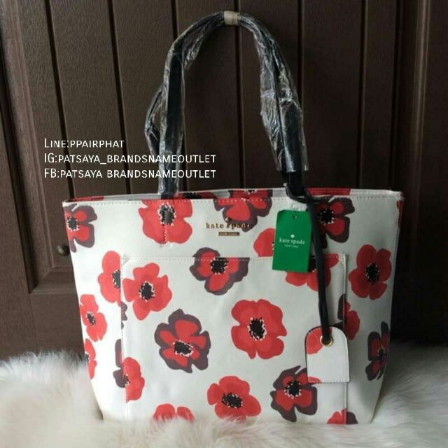 KATE SPADE New York Hyde Lane Poppies Riley Rose Tote Bag แท้💯💯💯💯outlet