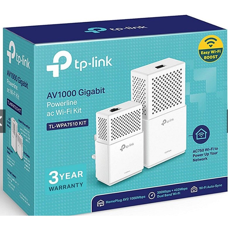 Tp link WIRELESS LAN POWER LINE (เพาเวอร์ไลน์) TP-LINK AC750 AV1000 WI-FI (TL-WPA7510-KIT) รับประกัน