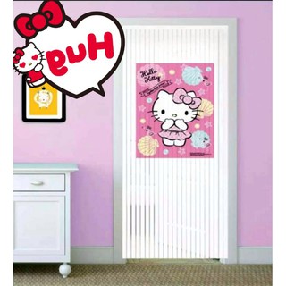 [KITT142 ลดสูงสุด80]มู่ลี่ริ้วลายคิตตี้ มู่ลี่ติดประตูห้องน้ำ มู่ลี่ลาย Hello​Kitty​ มูลี่สีชมพู ลิขสิทธิ์​แท้​