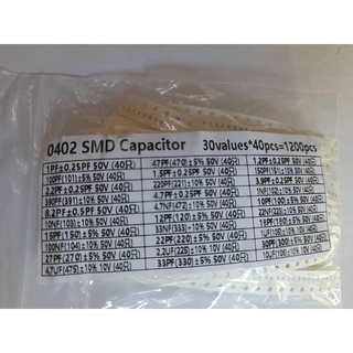 ตัวเก็บประจุ SMD 0402  SMD Chip capacitor assorted kit , 30values*40PCS=1200PCS (1pF~10uF) (สต๊อกไทย)