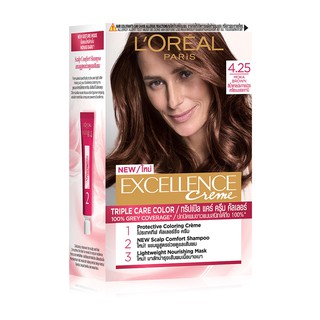 LOREAL PARIS ลอรีอัล ปารีส ครีมเปลี่ยนสีผม เอ็กซ์เซลเล้นซ์ ครีม สีน้ำตาลประกายม่วงเหลือบมะฮอกกานี No.4.25