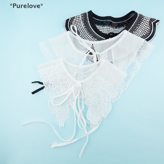 Purelove เสื้อเบลาส์คอปกปลอม แบบครึ่งแขน ถอดออกได้ สําหรับผู้หญิง