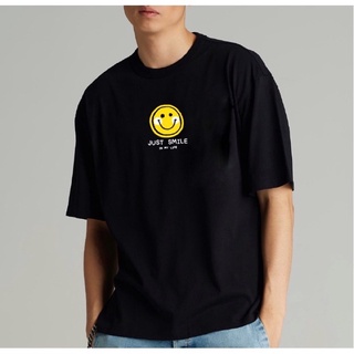 เสื้อยืด มินิมอล JUST SMILE ผ้าCOTTON100% พร้อมส่ง