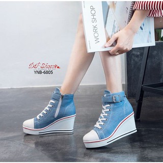 YNB-6805 รองเท้าผ้าใบหุ้มข้อ ผ้าแคนวาส ทรงสวยฮิตขนาดนี้ รีบจอง