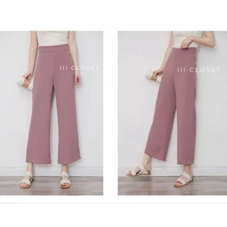 กางเกงขายาว lll Freesize lll PW501 เอวสูง มีขอบเอว ตีเกร็ดหน้า ทรงขากระบอกกลาง เนื้อผ้าวูลเวฟ ผ้านิ่ม ใส่สบาย
