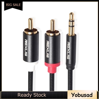 YS. 3.5mm Jack Male to 2 RCA Cotton Braided Aux Cable for Home Theater Speaker