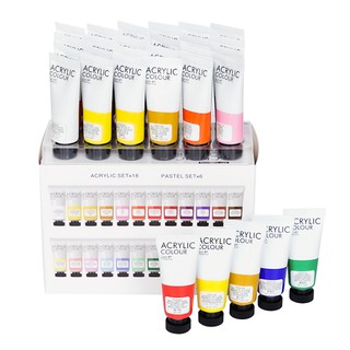 สีอะคริลิค 22 ml.ชุด 24 สี Art Ranger รุ่น FEA2422T-2 (โทนสีธรรมดา 18 + สีพาสเทล 6 ) ชุดสีอะคริลิก Acrylic Color