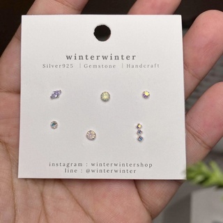 (โค้ด MZ8QP ลด 45.-) Winterwinter Jewelry Silver925 : เครื่องประดับเงินแท้ ต่างหูเงินแท้ set เพชร Cz หลากสี