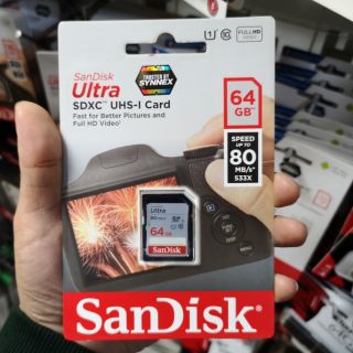 Sandisk Ultra​ SDXC​ 64GB. รับประกันศูนย์ synnex 10 ปี