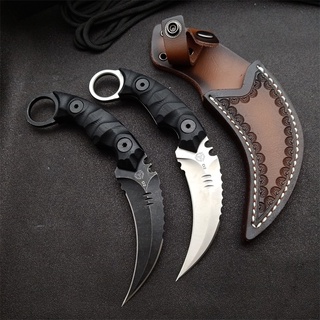 มีด คารัมบิท Strider Karambit knife เหล็ก D2 ใบ 3.1" ด้าม G10 มีดต่อสู้ มีดป้องกันตัว มีดใบตาย มีดพก พร้อมซองหนัง