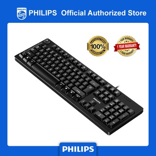 Philips K214 SPK6214 คีย์บอร์ดคอมพิวเตอร์ เสียงเงียบ มีสาย USB