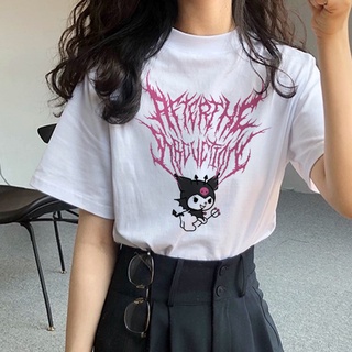 เสื้อยืด พิมพ์ลายการ์ตูน Sanrio Kuromi Melody น่ารัก แฟชั่นฤดูร้อน สําหรับผู้หญิงS-5XL