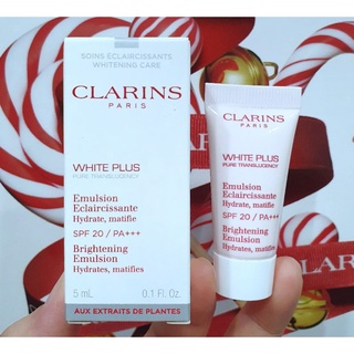 อิมัลชั่นน้ำนมป้องกันแสงแดด แท้💯%Clarins White Plus Pure Translucency Brightening 5ml. มีฉลากไทย