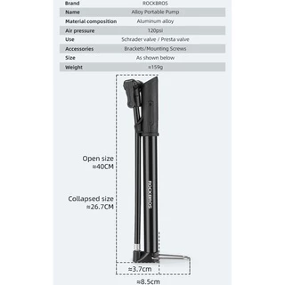 【TH Delivery】ROCKBROS เครื่องปั๊มลมยางจักรยาน แรงดันสูง 120PSI AV FV แบบพกพา