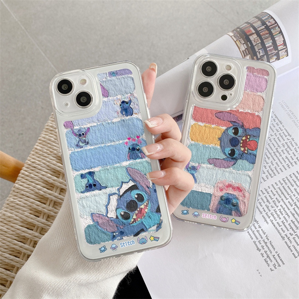 Disney Stitchเคสโทรศัพท์สําหรับiPhone 13 12 11 X XS Pro Max XR Lilo & Stitch Space Shellโปร่งใสStation Case 7 8 Plusภาพวาดคู่Dropความทนทานฝาครอบป้องกัน