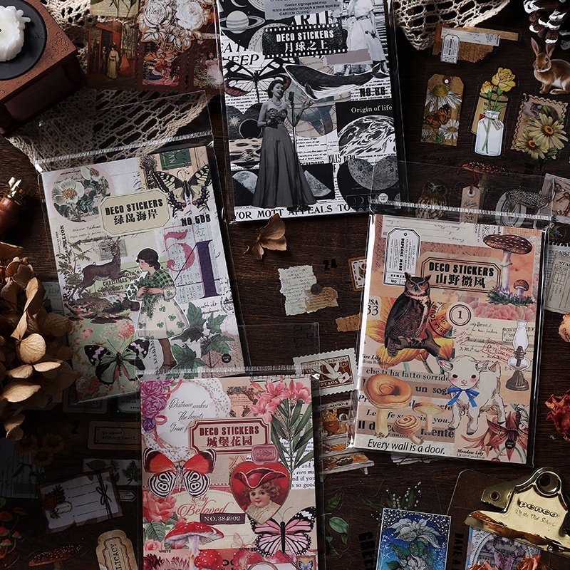 Journal Go 20 ชิ้น/แพ็ค Kawaii Vintage กันน้ํา PET สติกเกอร์ถ้วยขวดมือถือ Scrapbooking Journal Planner ตกแต่งเครื่องเขียน