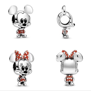 Pandora​ ชาร์ม จี้  Mickey Mouse Red Trousers &amp; Minnie Mouse Dotted Dress &amp; Bow