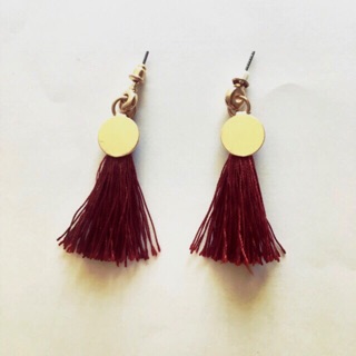 ต่างหู Primarkแท้ Tassle earrings -burgundy