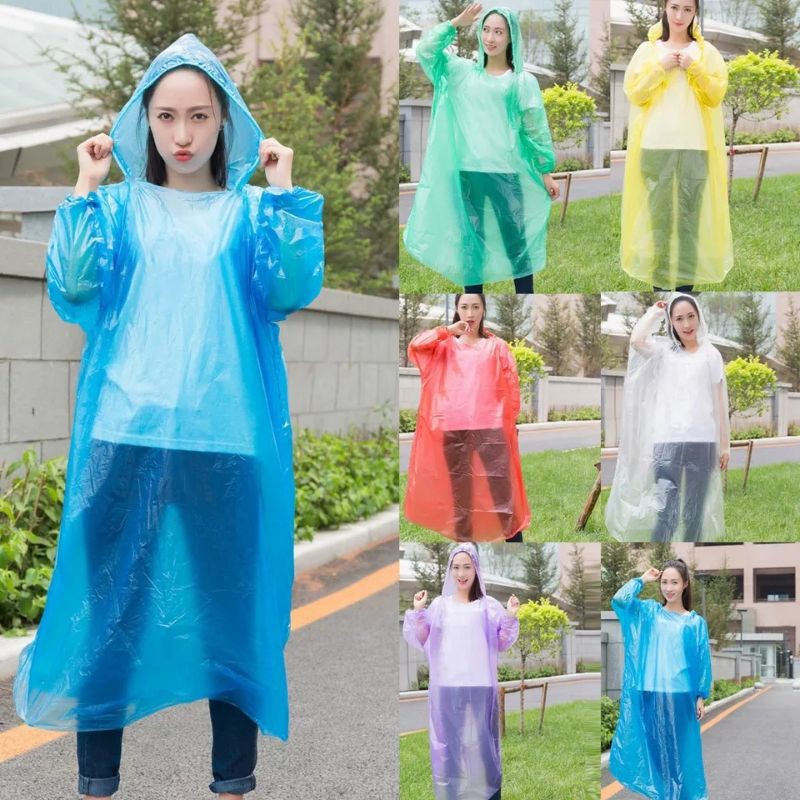 Jas Hujan Sekali Pakai Praktis Portable Rain Coat Jas Hujan Plastik Murah Pelindung Hujan