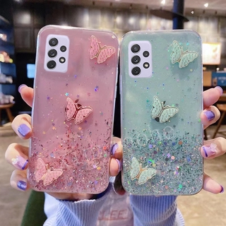 เคส Samsung Galaxy A14 A23 A33 A73 M23 A53 5G A13 4G A03 A03Core A52S A52 butterfly Soft Transparent Bling Glitter SamsungA53 5G Casing