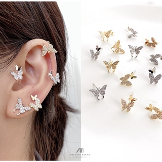 EARCUFF ต่างหูหนีบ ลายผีเสื้อ BUTTERFLY สีเงินและสีทอง [09-0009-0014]