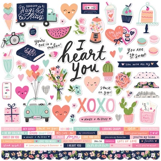 Simple stories  Happy Hearts Cardstock Stickers 12"X12" สติกเกอร์