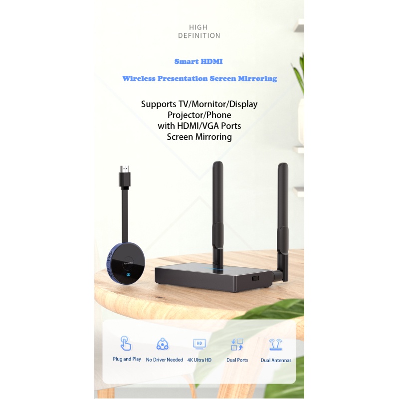 Wireless HDMI Transmitter and Receiver Kits, Full HD 4K@30Hz 5GHz 164ft Wireless Display Dongle, Plug and Play for Strea #7