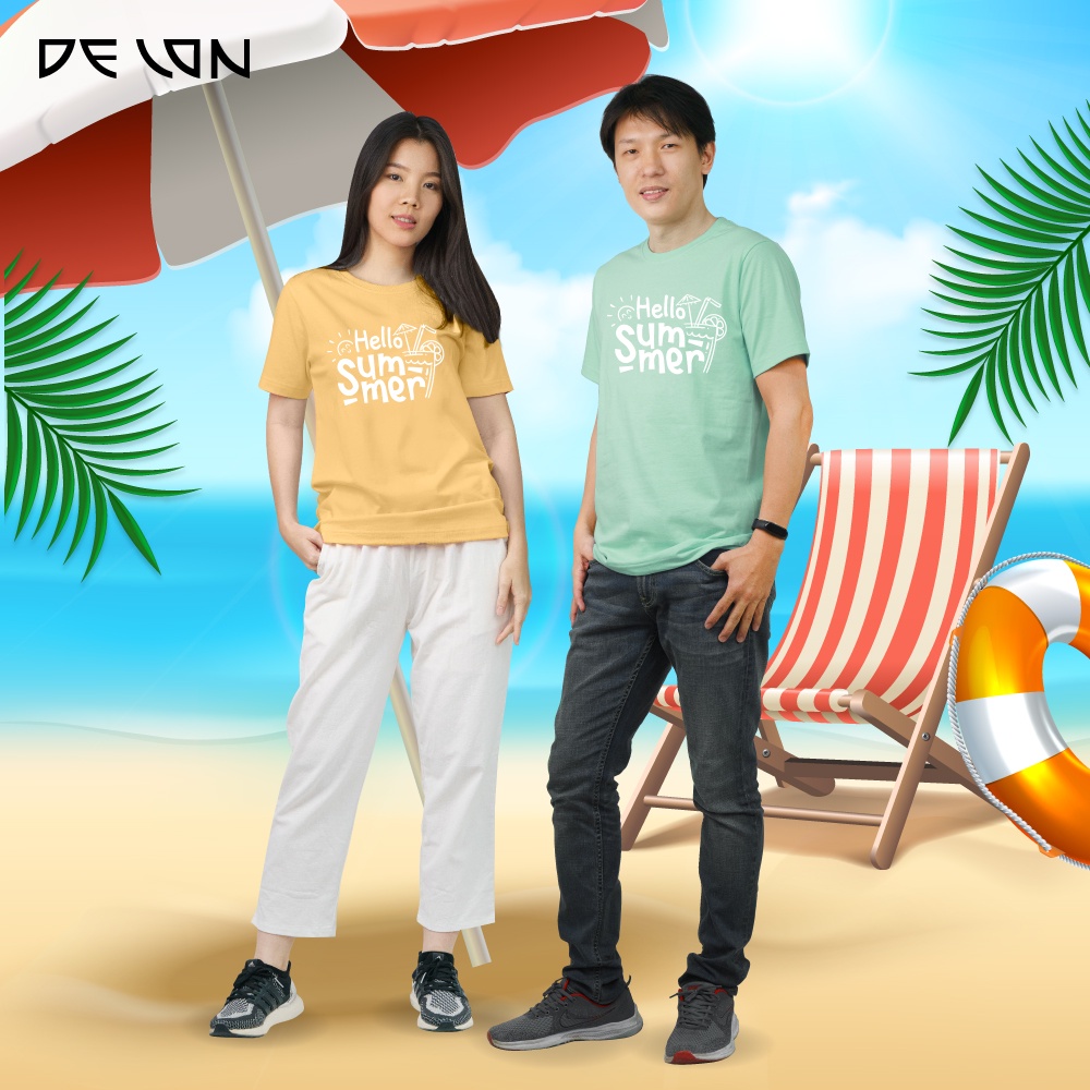 DELON เสื้อคู่ AT53141ชุดคู่รักแฟน ใส่เป็นคู่ได้ ซัมเมอร์นี้ใส่เป็นคู่ สุดฟิน cotton 100% เสื้อยืด