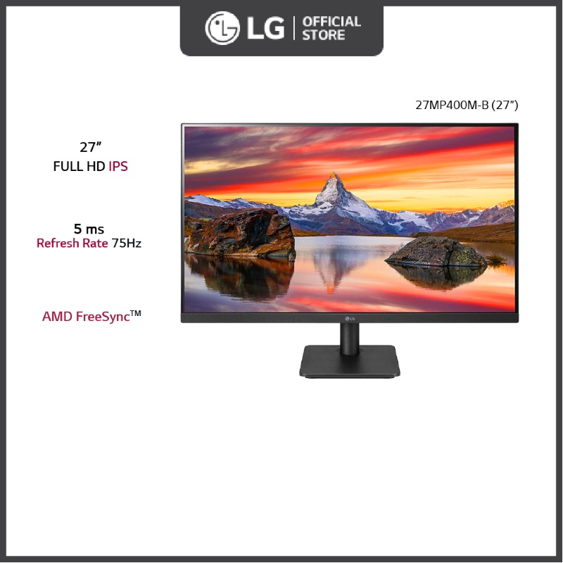LG Monitor (27MP400-B) 27"FHD(1920 x 1080)/ HDMI / 5ms / 75Hz / AMD FreeSync (ประกัน 3 ปี)