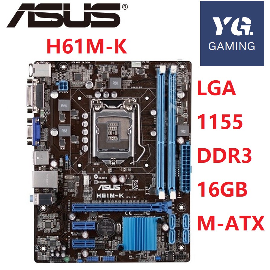 Asus H61M-K Desktop Motherboard H61 Socket LGA 1155 i3 i5 i7 DDR3 16G Micro-ATX UEFI BIOS Original Used Mainboard
