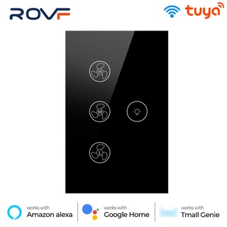 ROVF Tuya สวิทช์ไฟติดเพดาน Us 220 V Smart Life Timer ควบคุมความเร็วสําหรับ Alexa Google Home