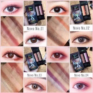 อายชาโดว์ทูโทน NOVO มี2สีใน1ตลับ มาพร้อมฟองน้ำและกระจก (1เซ็ตมีทาตาให้4ชิ้น4สีค่ะ)