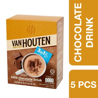 Van Houten Milk Chocolate Drink 5 pcs ++ แวน ฮูเต็น เครื่องดื่มช็อกโกแลตสำเร็จรูป 5 ซอง