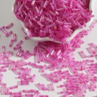 [300 ชิ้น] ลูกปัดแก้ว ทรงกระบอก ชุบสี หลอดยาว สําหรับทําเครื่องประดับ DIY