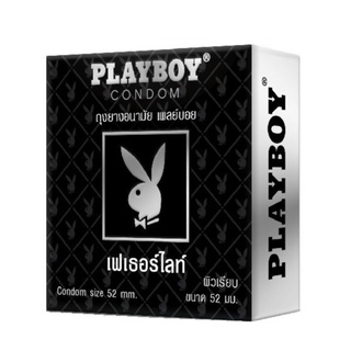 Playboy Condom Fetherlite เพลย์บอย ถุงยางอนามัย ผิวเรียบ บางพิเศษ ขนาด 52 มม. จำนวน 1 กล่อง บรรจุ 3 ชิ้น 07050