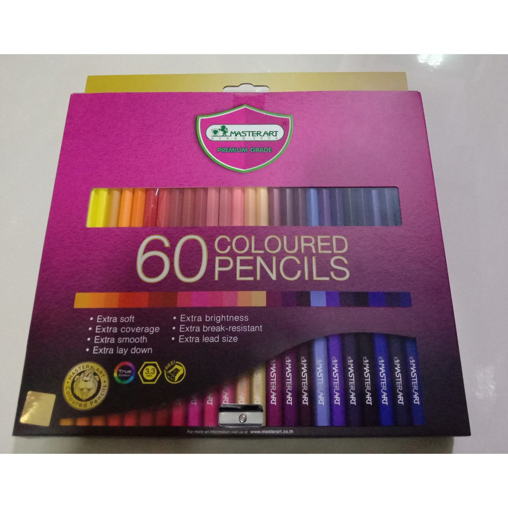 สีไม้มาสเตอร์อาร์ตโฉมใหม่ ดินสอสีไม้มาสเตอร์อาร์ต หัวเดี่ยว 60 สี 60 แท่ง ดินสอสีไม้ สีมาสเตอร์อาร์ต สีไม้เกรดพรีเมี่ยม