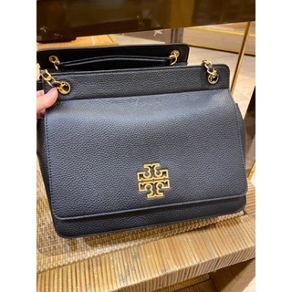 พร้อมส่ง‼️ TORY BURCH BRITTEN FLAP SHOULDER BAG สีดำ สายโซ่สลับหนังเหมือน Chanel