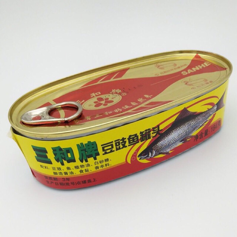 ปลากระป๋องเต้าซี่ 1กระป๋อง พร้อมทาน（三和牌豆豉鲮鱼、鱼罐头）ขนาด 184g ปลากระป๋อง ปลากระป๋องจีน เนื้อปลาแน่นๆหอมเมล็ดเต้าซี่ กระป๋อง
