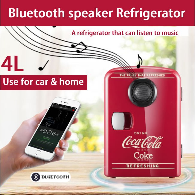 4L ลำโพง Bluetooth Coca-Cola + ตู้เย็น (บ้าน + รถยนต์)