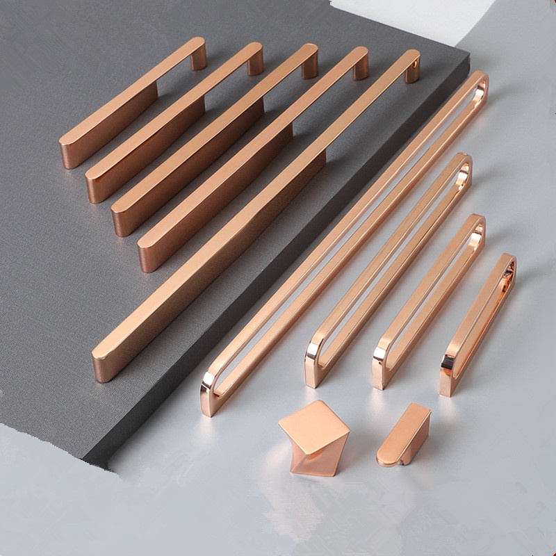 Rose Gold เฟอร์นิเจอร์จับสังกะสีตู้ครัวจับตู้ลิ้นชักดึง Chrome เฟอร์นิเจอร์ลูกบิดประตู so7n itfy