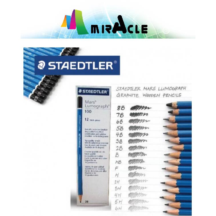 Staedtler Mars Lumograph ดินสอ 100 8B 7B 6B 5B 4B 3B 2B B HB H 2H 3H 4H 5H 6H F/Pensil (1PCS )