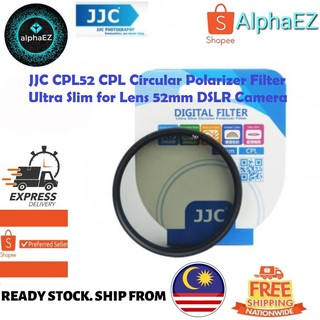 Jjc CPL52 CPL ฟิลเตอร์โพลาไรเซอร์ ทรงกลม บางพิเศษ สําหรับเลนส์กล้อง DSLR 52 มม.