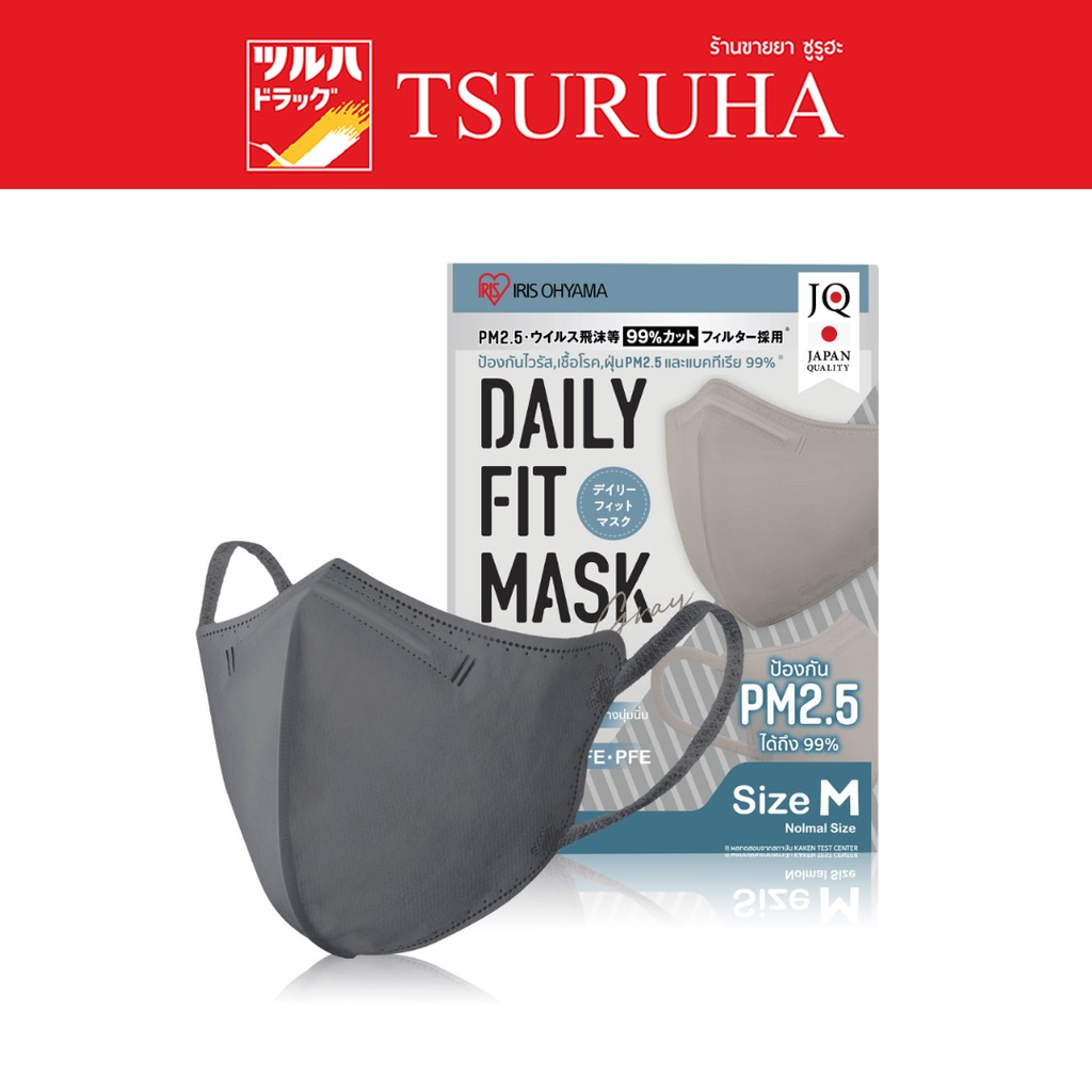 Iris หน้ากากอนามัย เดลี่ ฟิต มาสก์ ( เทา ) 5 ชิ้น/Iris Daily Fit Mask ( Gray ) 5 pcs