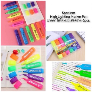 Spotliner High Lighting Marker Pen ปากกาไฮไลท์เน้นข้อความ 6pcs.