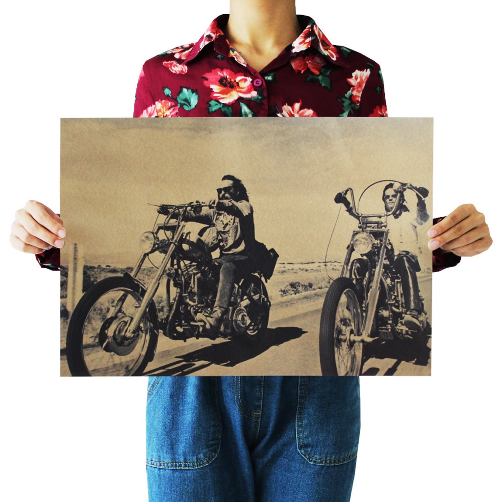 โปสเตอร์กระดาษคราฟท์ สไตล์เรโทร สําหรับตกแต่งผนัง บาร์ คาเฟ่ รถจักรยานยนต์