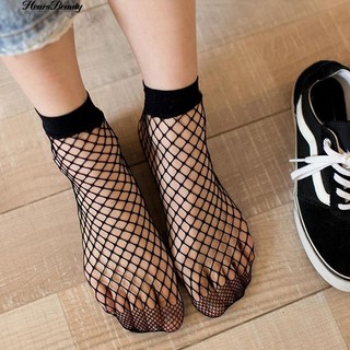 Hearsbeauty ของผู้หญิง Net Fishnet Pattern ถุงเท้า Punk pantyhose ถุงเท้าแน่น