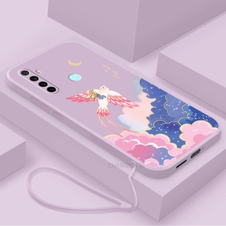 เคสโทรศัพท์มือถือ ซิลิโคน TPU ขอบตรง ลายการ์ตูน พร้อมสายคล้อง สําหรับ Realme 5 5i 5 pro 6i c3