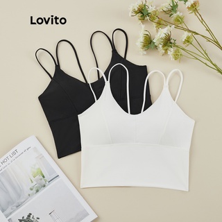 Lovito บราเล็ตต์ไร้สาย ระบายอากาศ พร้อมแผ่นถอดออกได้ สีขาว ดํา L26AD113